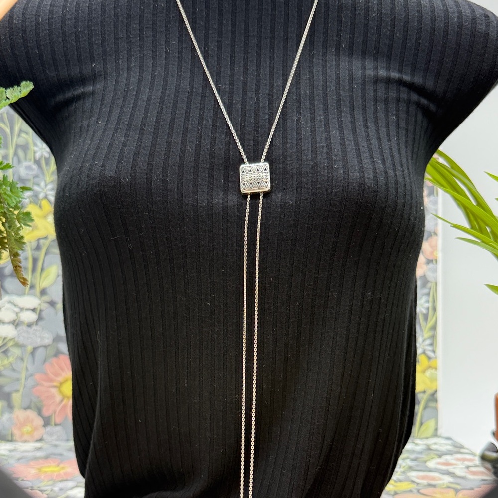 Brighton Africa Stories Etched Lariat Necklace Reversible Adjustable